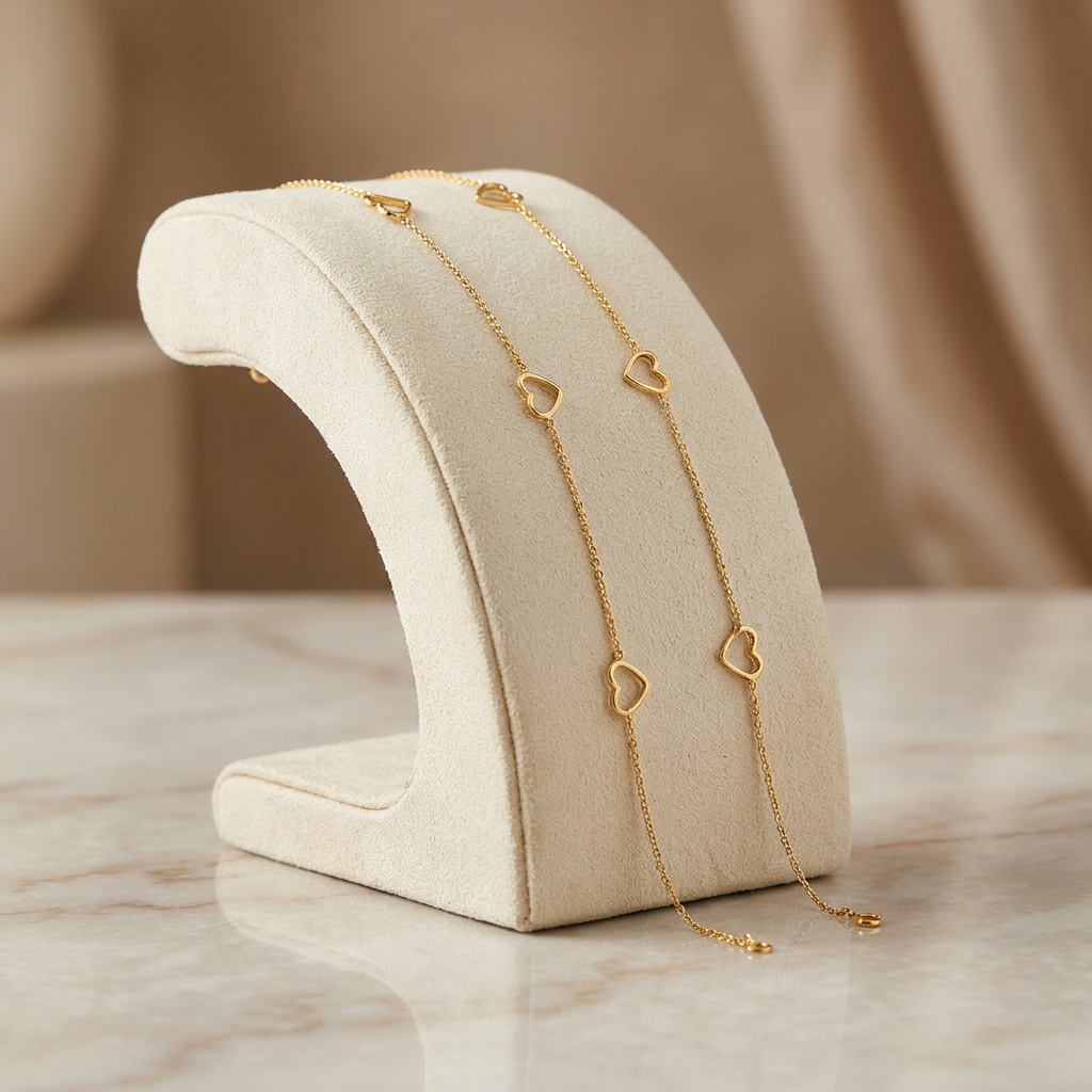 Minimalist Gold-Plated Hollow Heart Anklets (Kolusu/Payal)