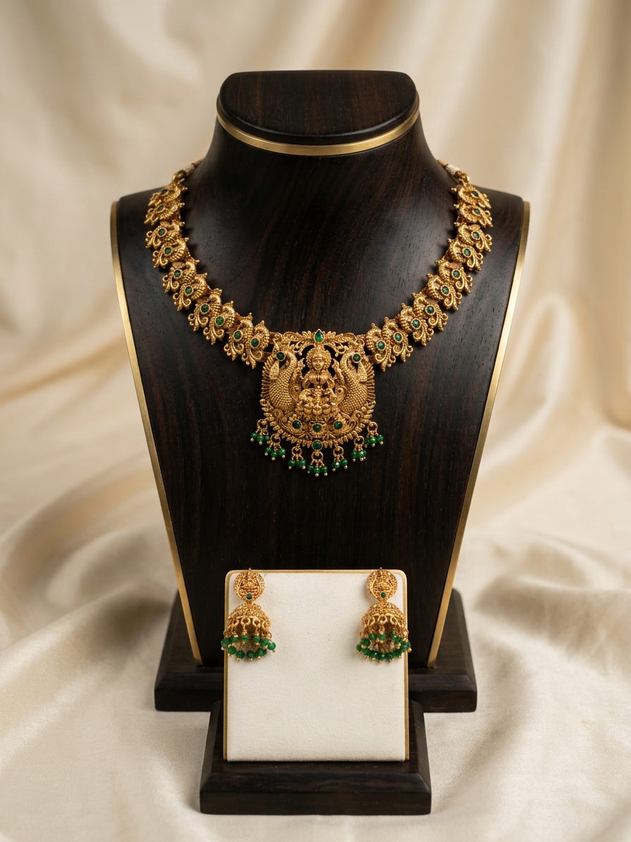 Mayuri Divine Goddess Antique Temple Necklace Set