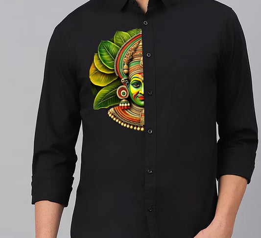 Onam Special Black Shirt – Kathakali Fusion Design